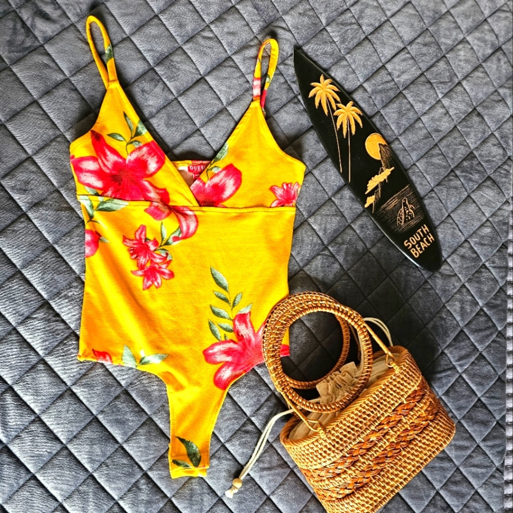 Beautiful Yellow w/red flowers Bodysuit